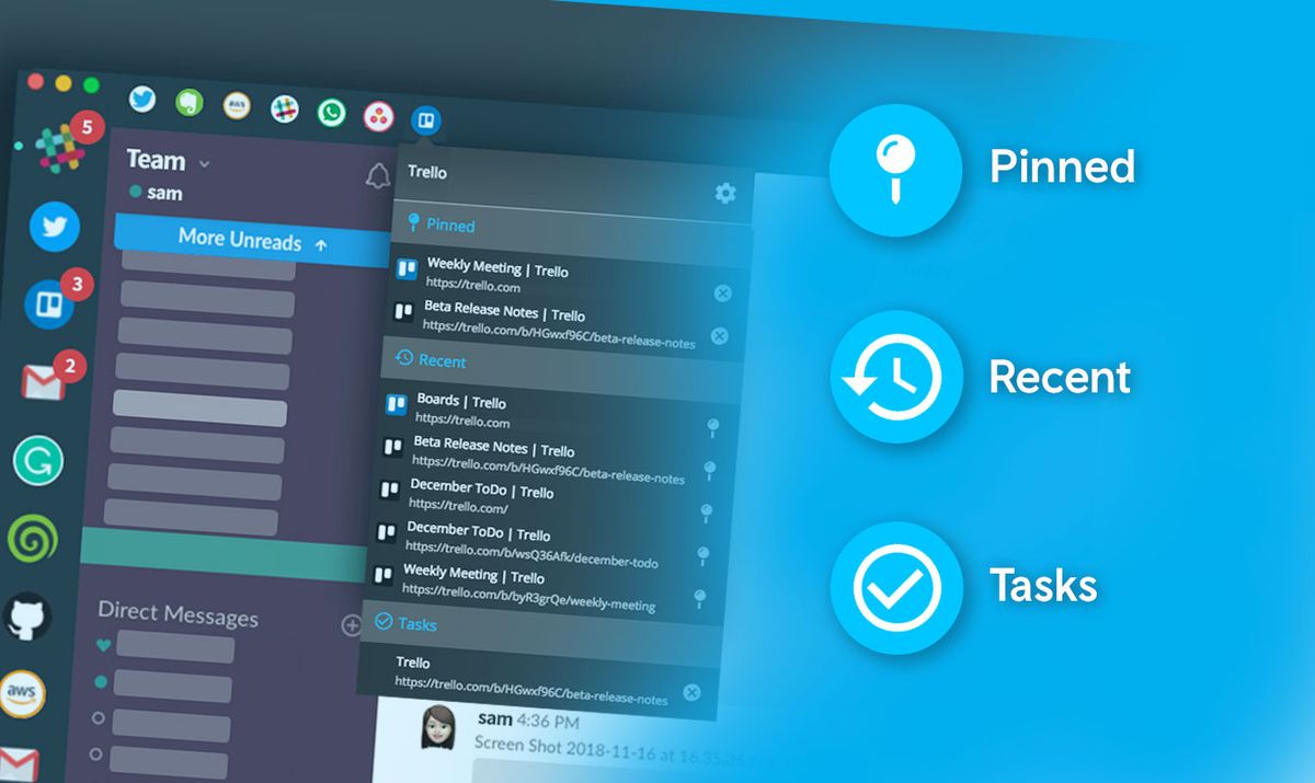 New! Pinned, Recents & Tasks